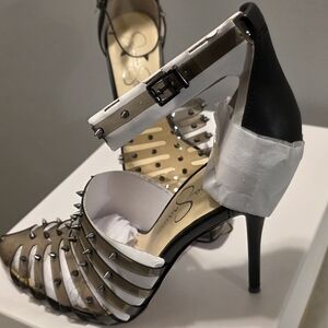 Studded Black and Silver Women's Heels